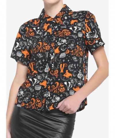 Seasonal Sale Her Universe Disney Hocus Pocus Filigree Icons Girls Woven Button-Up $6.30 Others