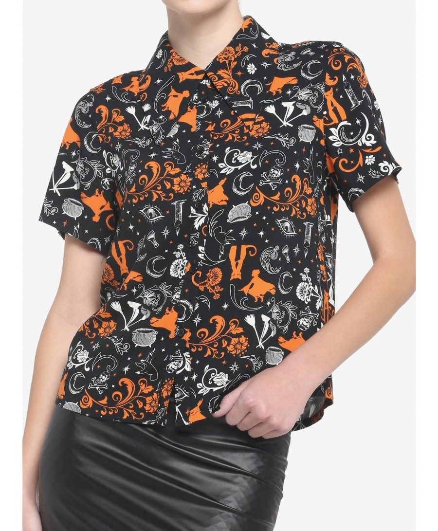 Seasonal Sale Her Universe Disney Hocus Pocus Filigree Icons Girls Woven Button-Up $6.30 Others