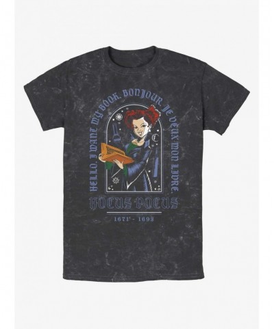 Hot Selling Disney Hocus Pocus Winnie I Want My Book Mineral Wash T-Shirt $6.42 T-Shirts