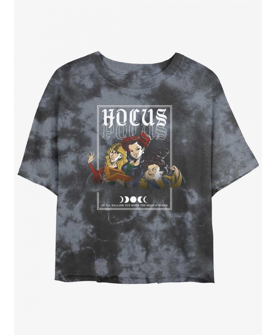 Discount Sale Disney Hocus Pocus The Sanderson Sisters Tie-Dye Girls Crop T-Shirt $7.63 T-Shirts