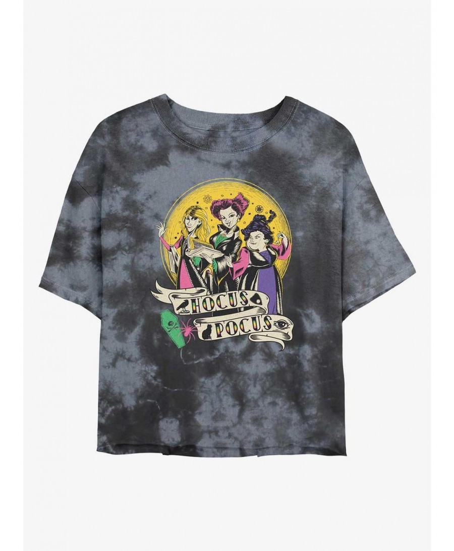 Trendy Disney Hocus Pocus Sanderson Sisters Badge Tie-Dye Girls Crop T-Shirt $9.02 T-Shirts