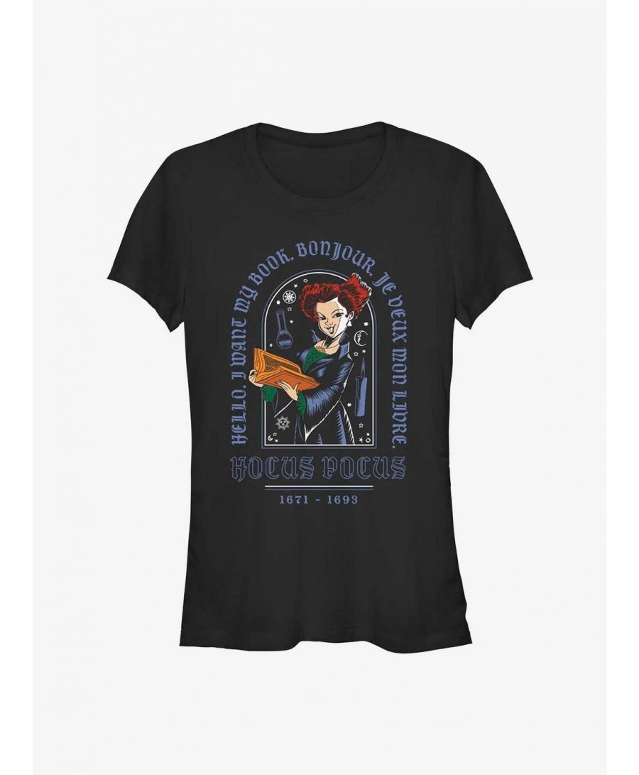 Pre-sale Discount Disney Hocus Pocus Winnie I Want My Book Girls T-Shirt $8.96 T-Shirts