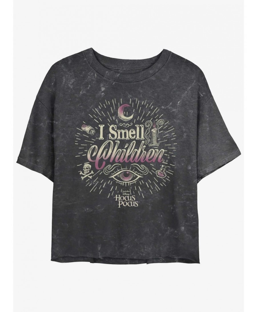 Crazy Deals Disney Hocus Pocus I Smell Children Mineral Wash Girls Crop T-Shirt $11.56 T-Shirts