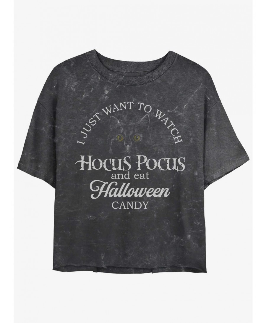 Cheap Sale Disney Hocus Pocus Watch Hocus Pocus and Eat Candy Mineral Wash Girls Crop T-Shirt $9.25 T-Shirts