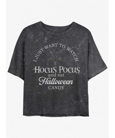 Cheap Sale Disney Hocus Pocus Watch Hocus Pocus and Eat Candy Mineral Wash Girls Crop T-Shirt $9.25 T-Shirts