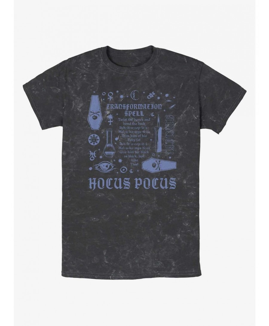 Crazy Deals Disney Hocus Pocus Transformation Spell Lyrics Mineral Wash T-Shirt $9.74 T-Shirts