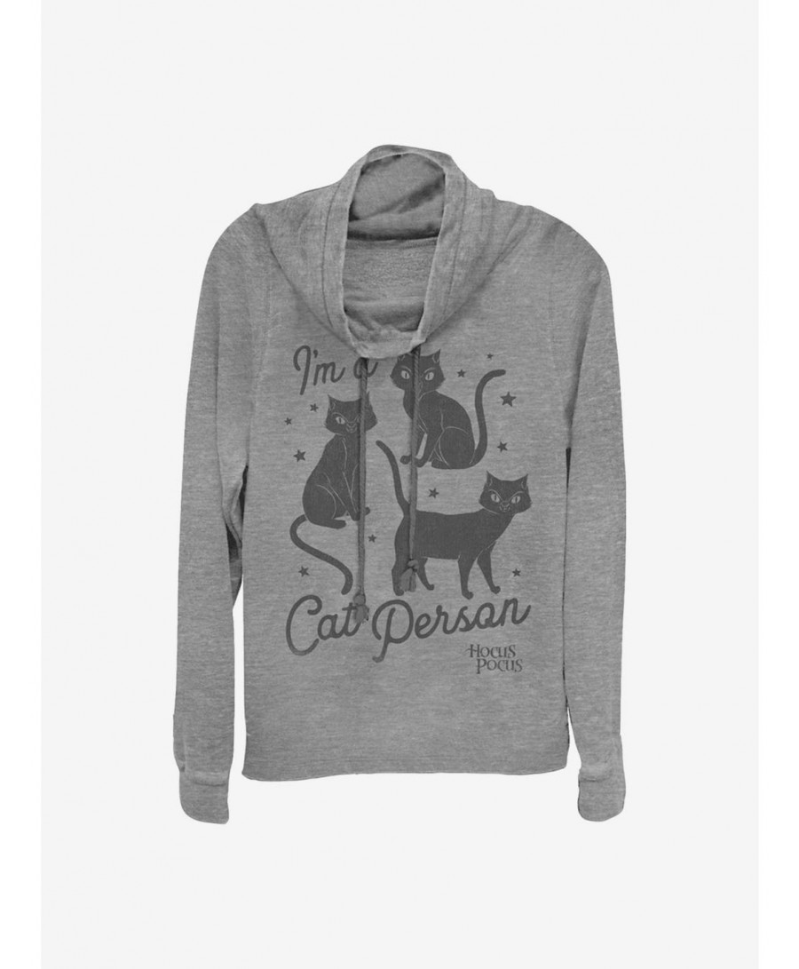 Big Sale Disney Hocus Pocus Cat Person Cowlneck Long-Sleeve Girls Top $12.93 Tops