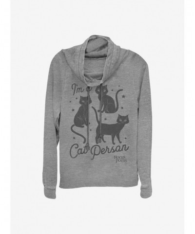 Big Sale Disney Hocus Pocus Cat Person Cowlneck Long-Sleeve Girls Top $12.93 Tops