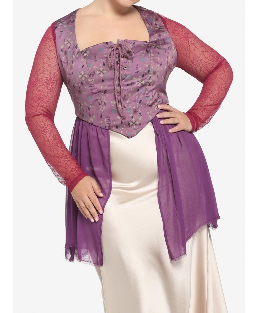 Hot Selling Her Universe Disney Hocus Pocus Sarah Peplum Girls Long-Sleeve Top Plus Size $12.42 Tops