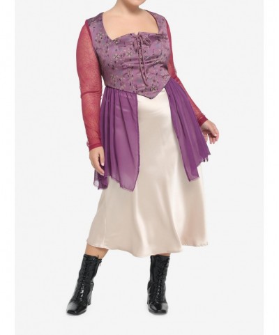 Hot Selling Her Universe Disney Hocus Pocus Sarah Peplum Girls Long-Sleeve Top Plus Size $12.42 Tops