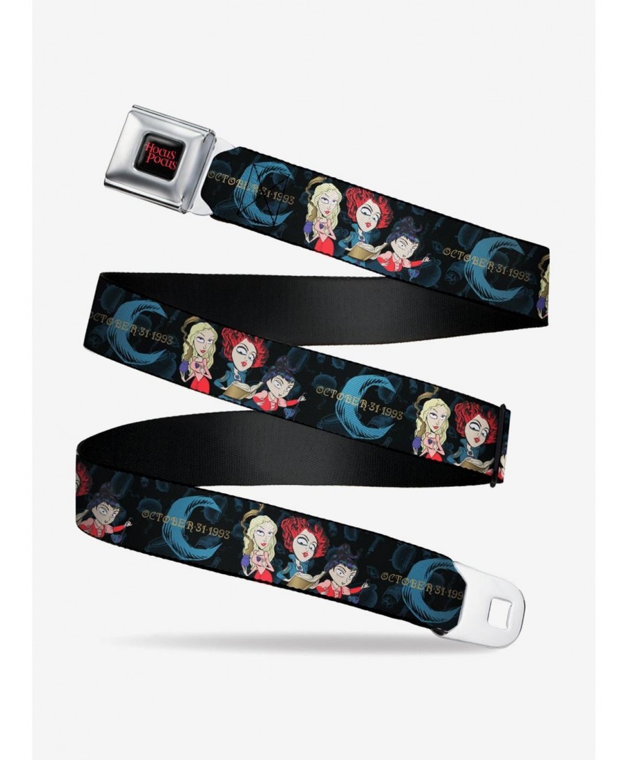 Trendy Disney Hocus Pocus Sanderson Sisters Group Pose Black Blues Seatbelt Belt Xl $9.96 Others