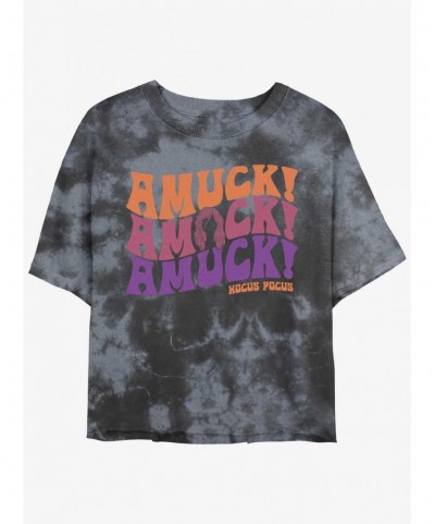 Pre-sale Discount Disney Hocus Pocus Amuck, Amuck, Amuck! Tie-Dye Girls Crop T-Shirt $9.71 T-Shirts