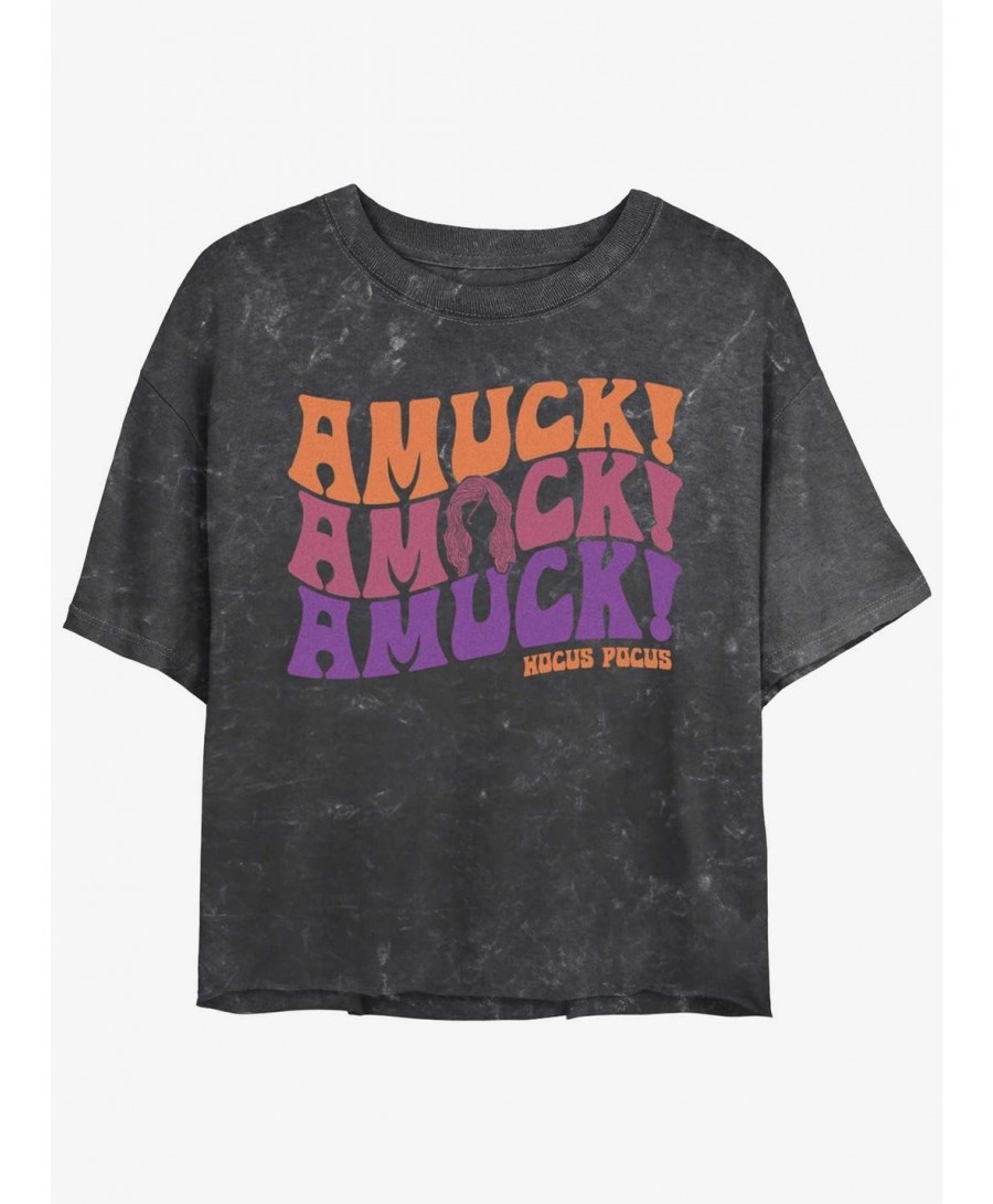 Trendy Disney Hocus Pocus Amuck, Amuck, Amuck! Mineral Wash Girls Crop T-Shirt $10.40 T-Shirts