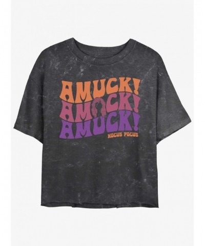 Trendy Disney Hocus Pocus Amuck, Amuck, Amuck! Mineral Wash Girls Crop T-Shirt $10.40 T-Shirts