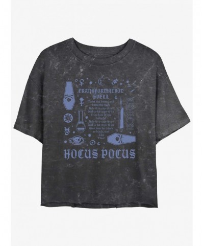 Discount Disney Hocus Pocus Transformation Spell Lyrics Mineral Wash Girls Crop T-Shirt $8.79 T-Shirts