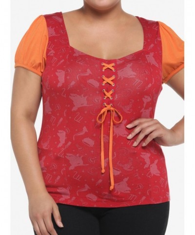 Limited Time Special Her Universe Disney Hocus Pocus Mary Sanderson Lace-Up Girls Top Plus Size $10.26 Tops