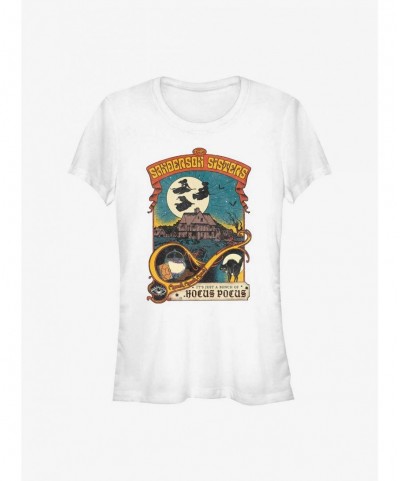 Exclusive Price Disney Hocus Pocus Night Time Fly Poster Girls T-Shirt $6.77 T-Shirts