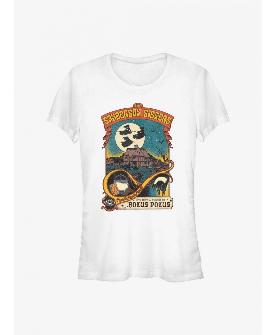 Exclusive Price Disney Hocus Pocus Night Time Fly Poster Girls T-Shirt $6.77 T-Shirts