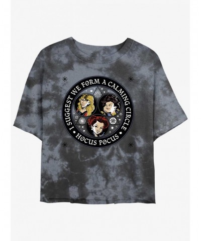 Exclusive Price Disney Hocus Pocus Sanderson Sisters Calming Circle Tie-Dye Girls Crop T-Shirt $7.17 T-Shirts