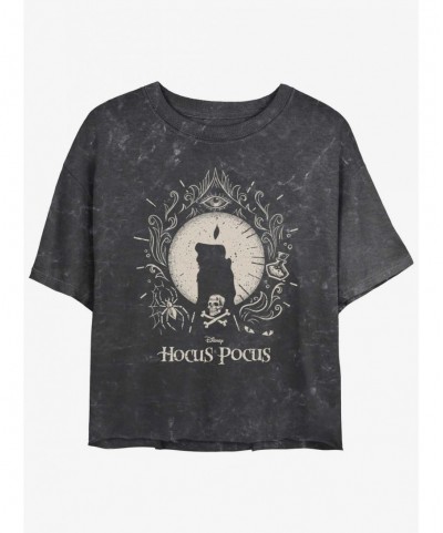 Seasonal Sale Disney Hocus Pocus Black Flame Mineral Wash Girls Crop T-Shirt $8.32 T-Shirts