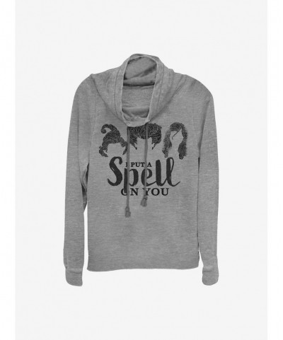 Low Price Disney Hocus Pocus Hair Silhoutte Spell Cowlneck Long-Sleeve Girls Top $12.93 Tops