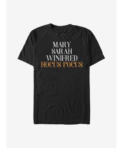 Flash Sale Disney Hocus Pocus Name Stack T-Shirt $6.50 T-Shirts