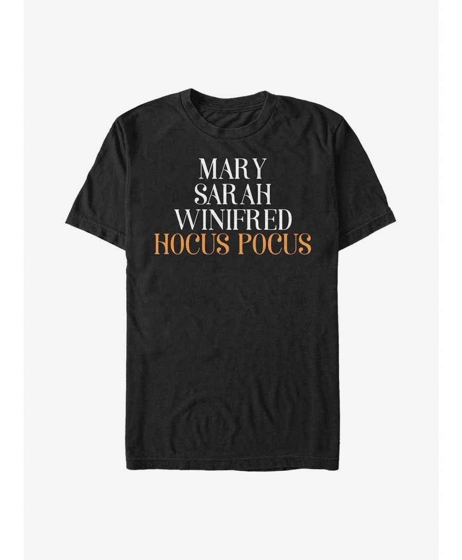 Flash Sale Disney Hocus Pocus Name Stack T-Shirt $6.50 T-Shirts