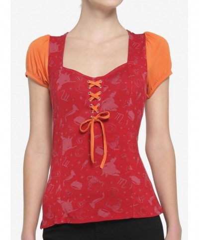 Crazy Deals Her Universe Disney Hocus Pocus Mary Sanderson Lace-Up Girls Top $5.46 Tops